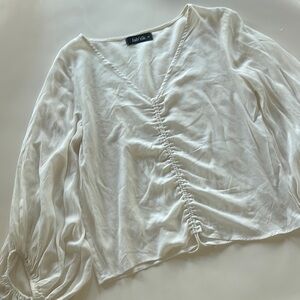 White Ruched Blouse